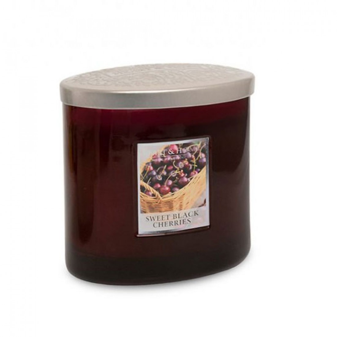 Heart And Home Ellipse Twin Wick Candles Sweet Black Cherries 230g